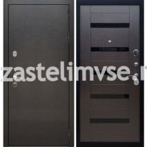 Дверь металлическая Люкс-2 (Люкс-1) антик серебро черная лакобель/венге 860мм